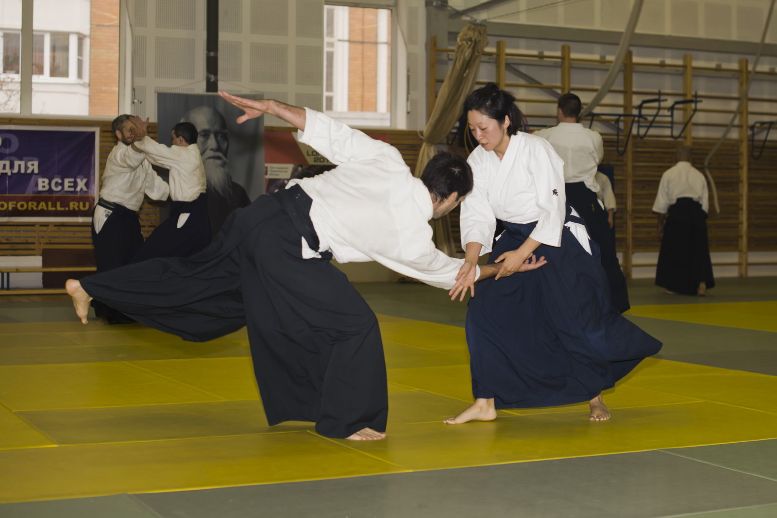 Томоко Иохара - британская участница семинара по айкидо под руководством Сёдзи Сэки в Койнобори Додзё, ноябрь 2014