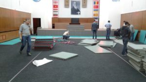 Подготовка зала к семинару С.Сэки (8 дан) по айкидо